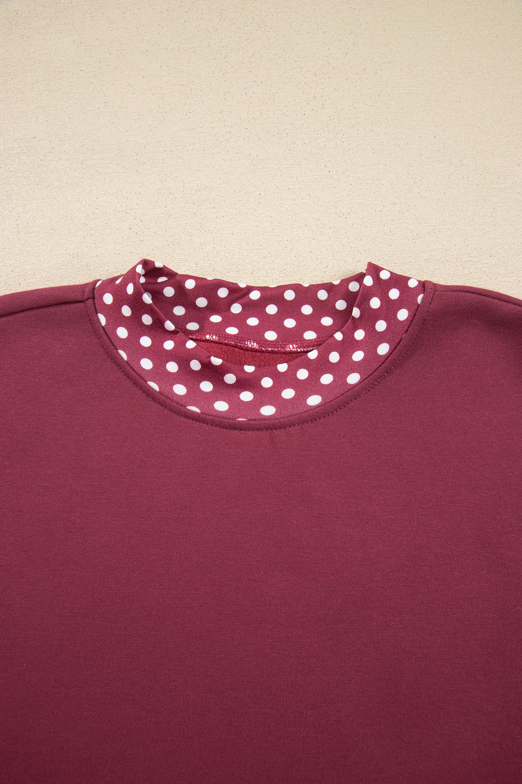 Red Colorblock Polka Dot Contrast Trim Oversized Sweatshirt