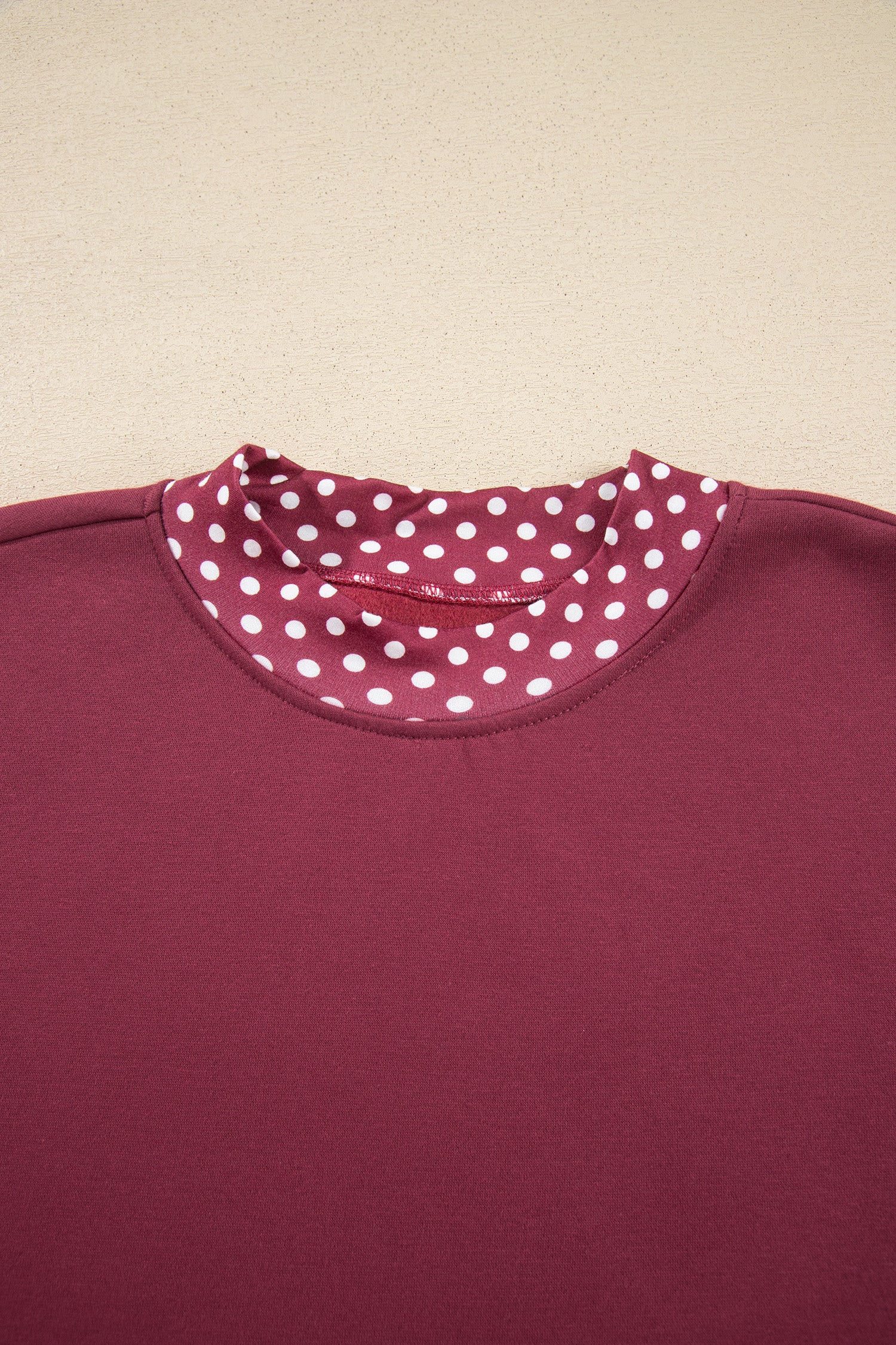Red Colorblock Polka Dot Contrast Trim Oversized Sweatshirt