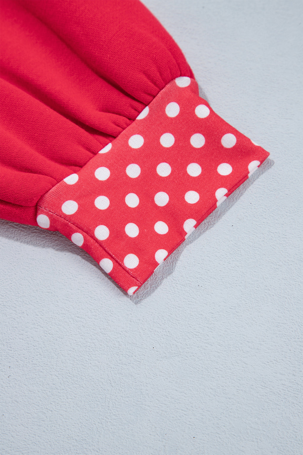 Red Colorblock Polka Dot Contrast Trim Oversized Sweatshirt