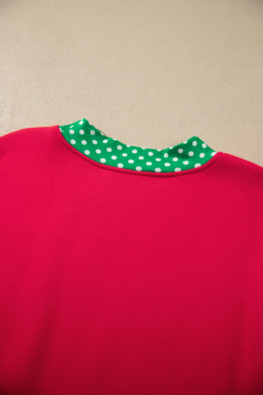 Red Colorblock Polka Dot Contrast Trim Oversized Sweatshirt