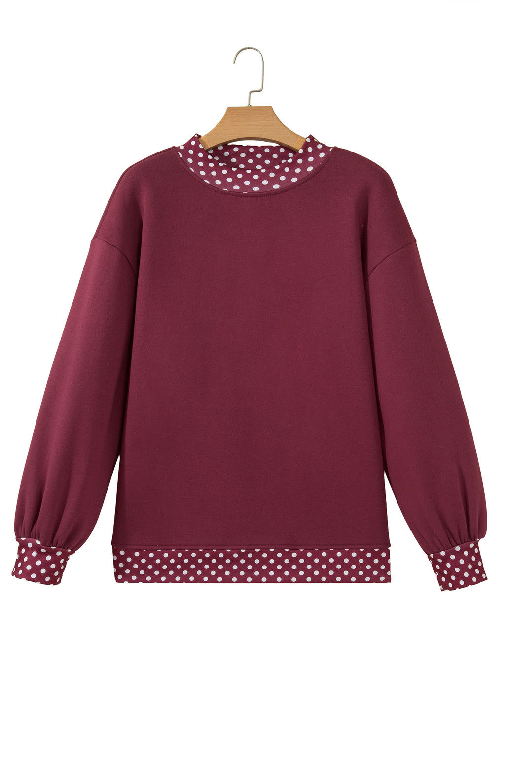 Red Colorblock Polka Dot Contrast Trim Oversized Sweatshirt