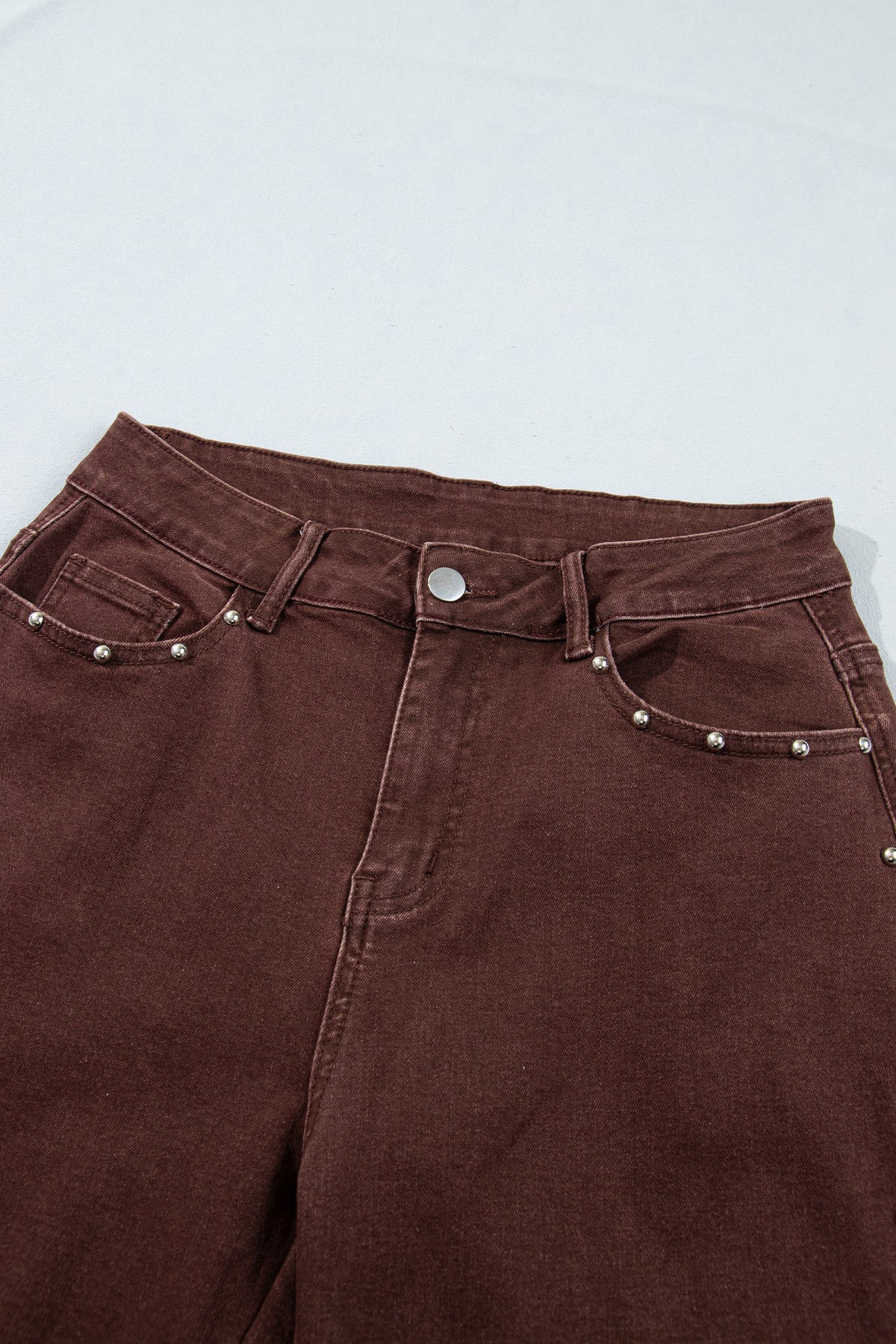 Dusk Blue Side Seam Rivet Detail Ankle Length Casual Jeans