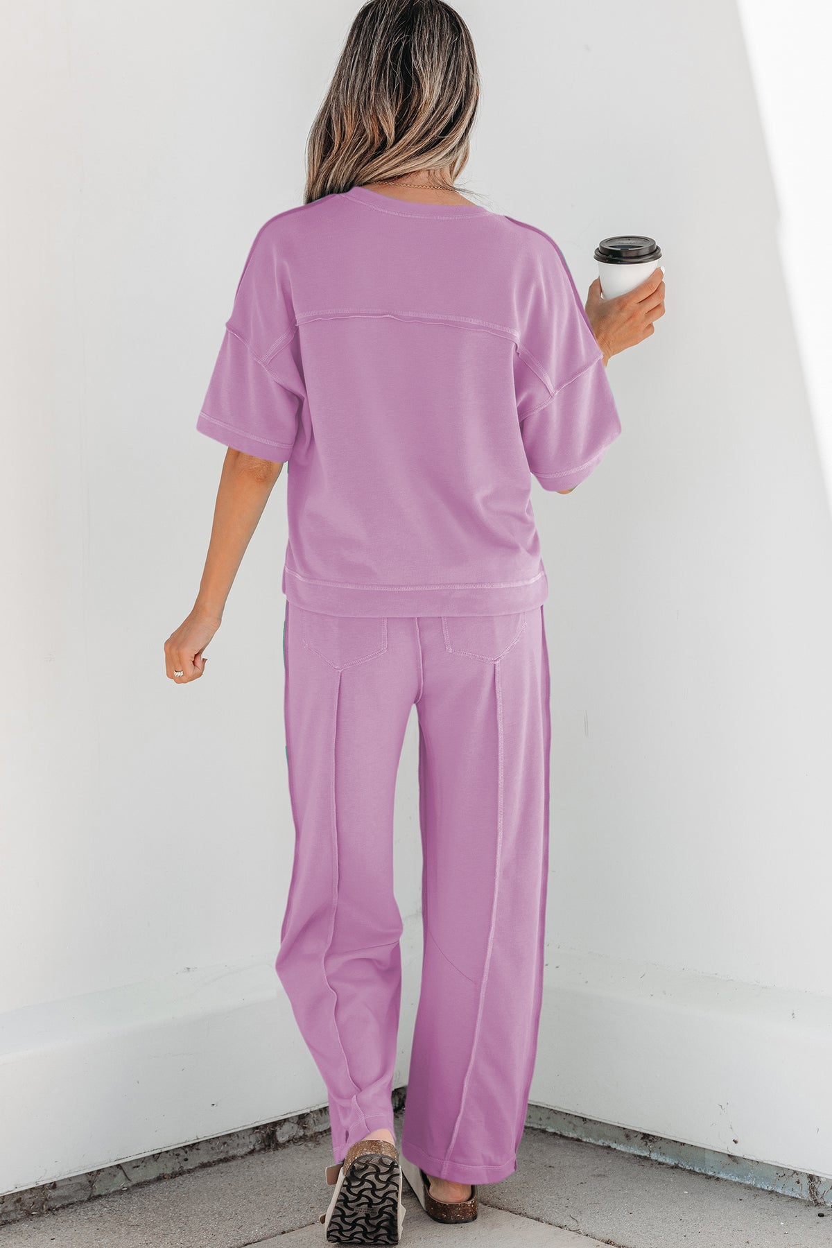 Sky Blue Drop Shoulder Boxy Tee and Barrel Pants Set