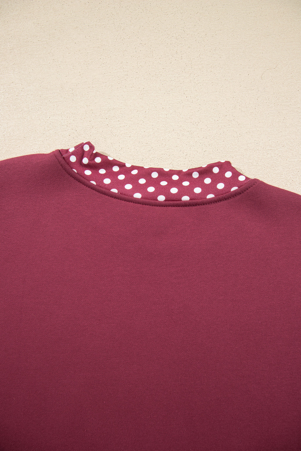 Red Colorblock Polka Dot Contrast Trim Oversized Sweatshirt