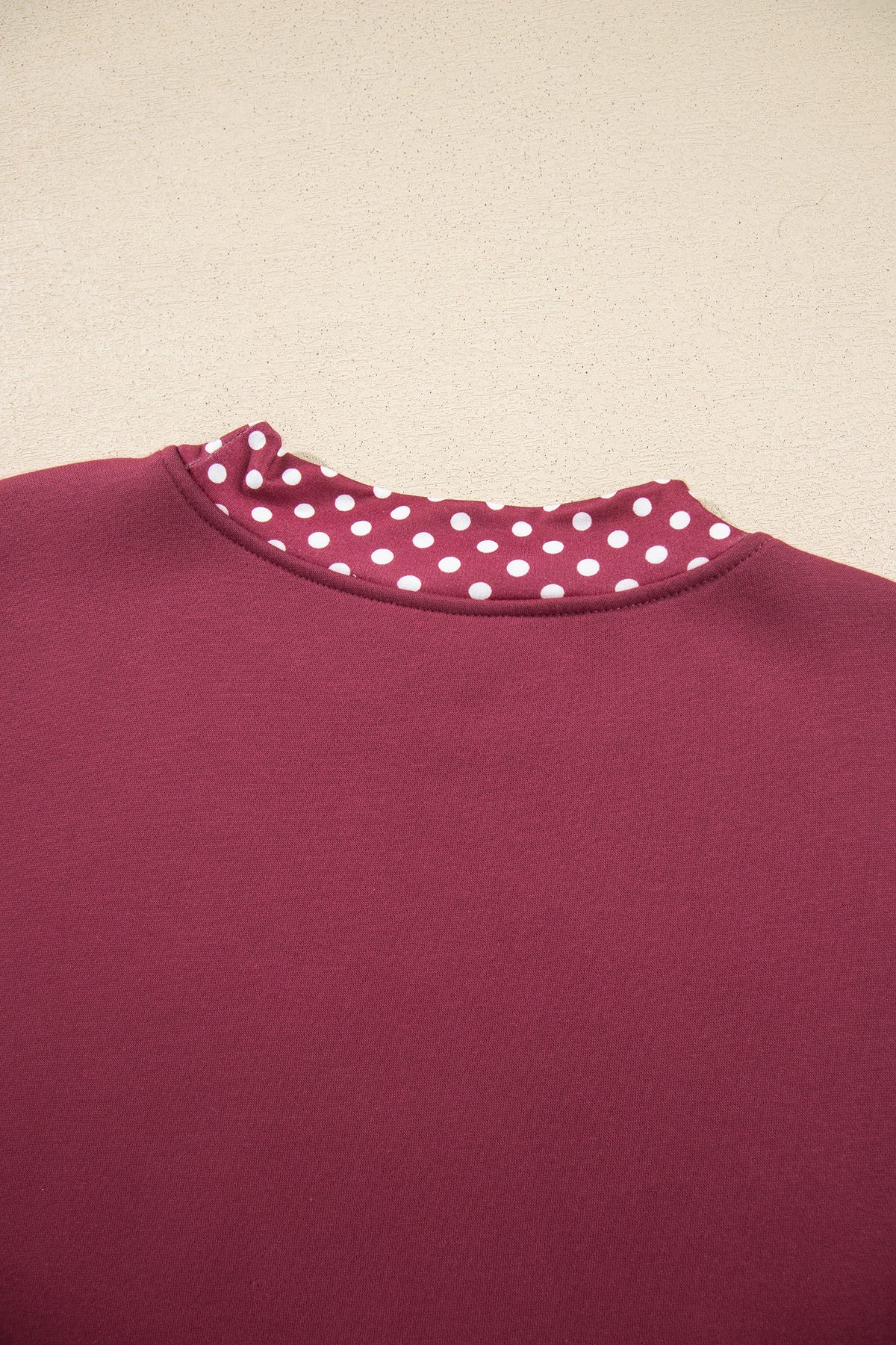 Red Colorblock Polka Dot Contrast Trim Oversized Sweatshirt