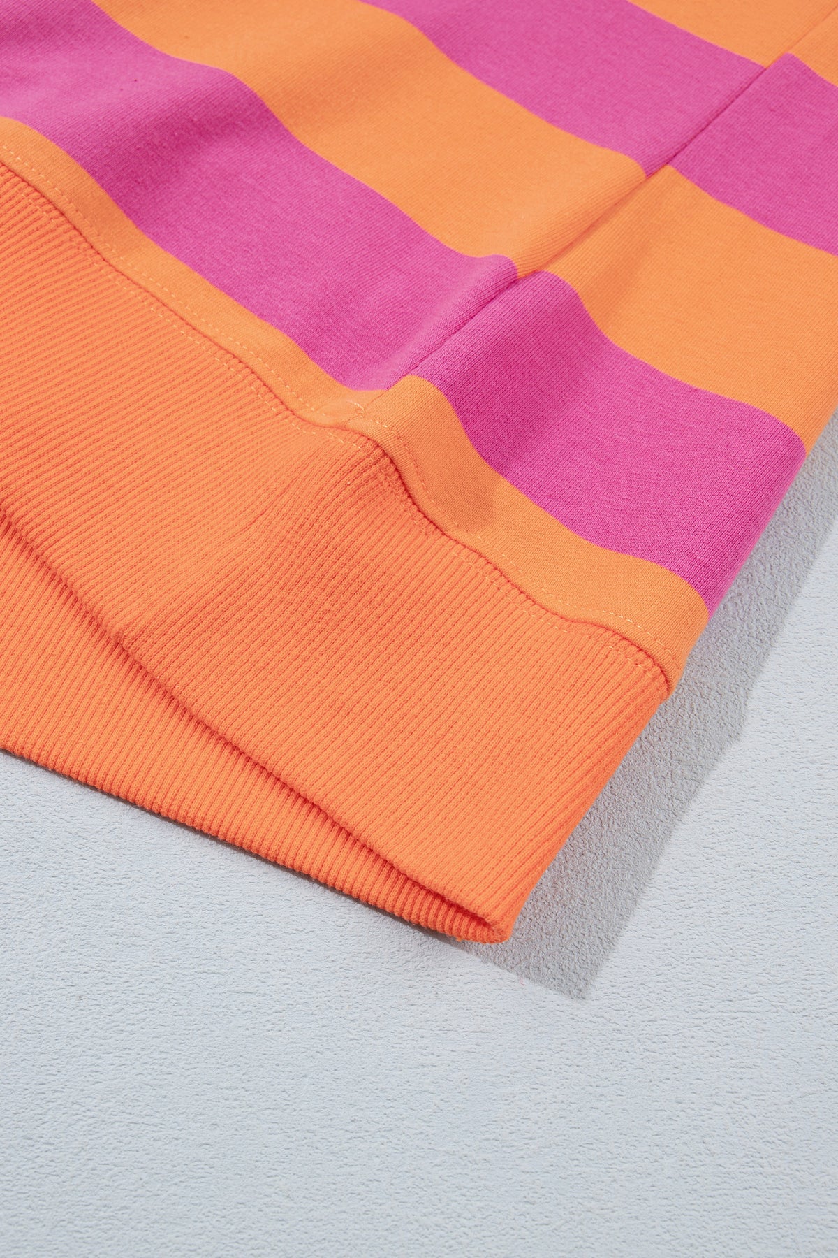 Blue Stripe Colorblock Mock Neck Relaxed Sweatshirt