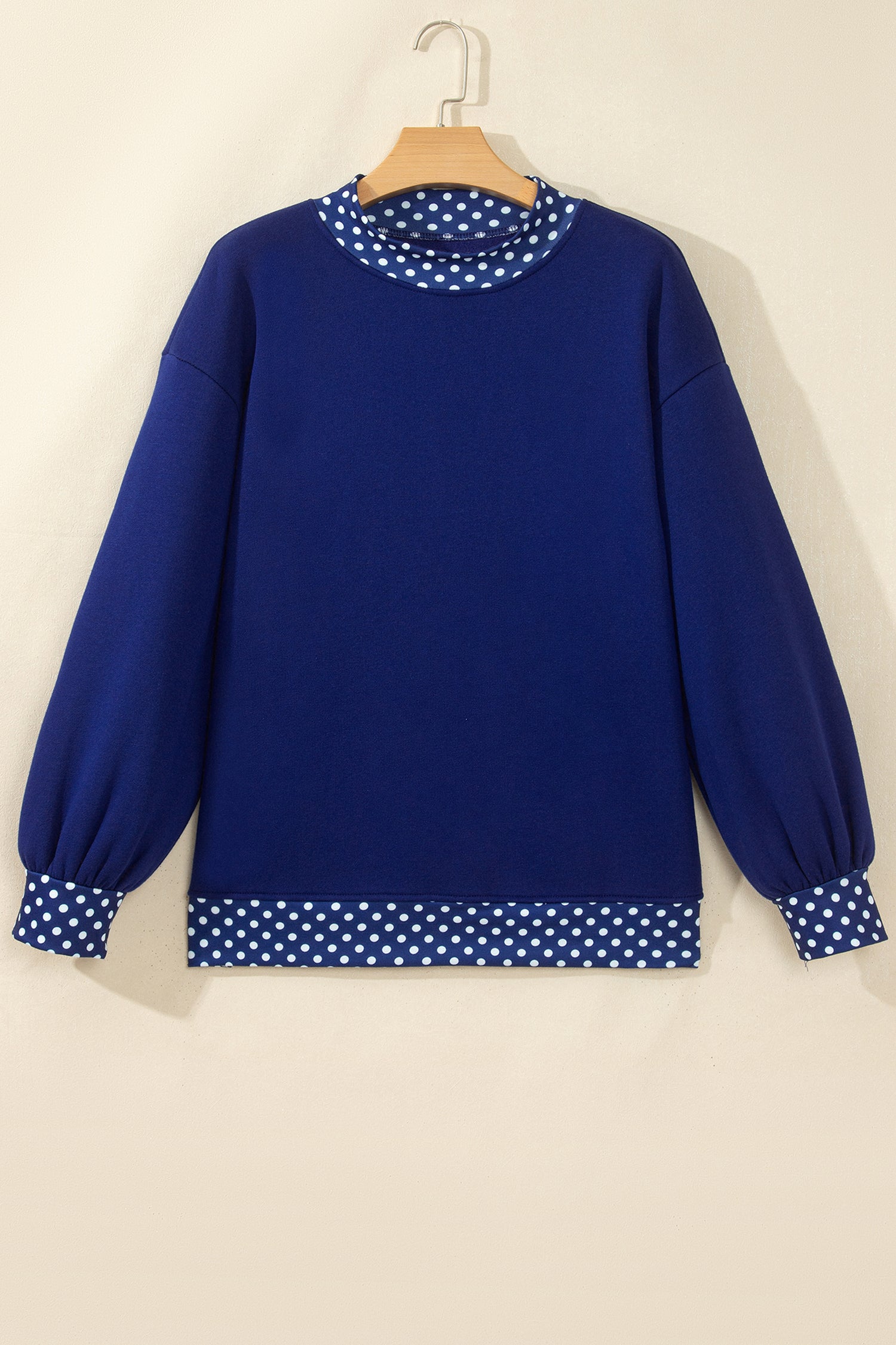 Red Colorblock Polka Dot Contrast Trim Oversized Sweatshirt