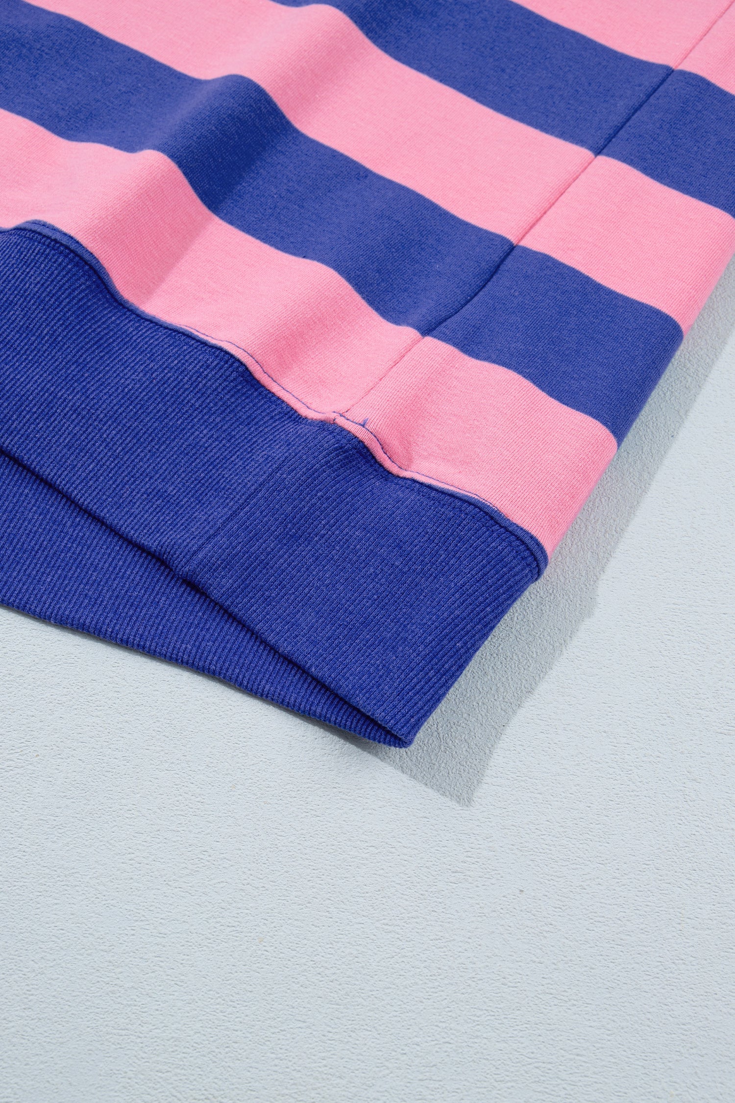 Blue Stripe Colorblock Mock Neck Relaxed Sweatshirt