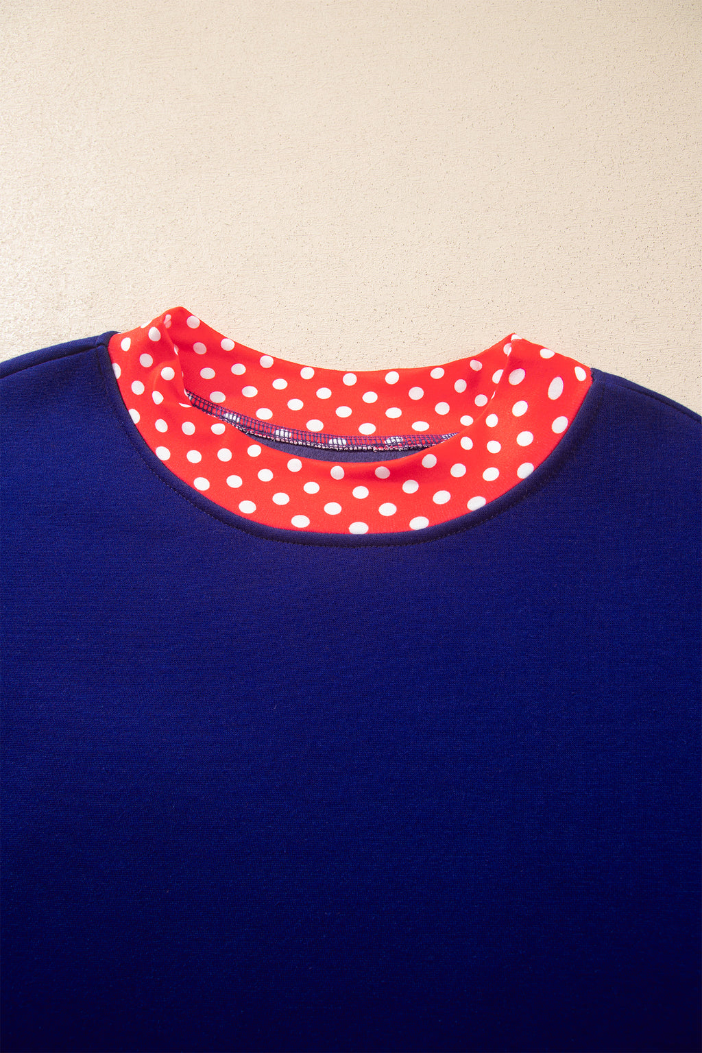 Red Colorblock Polka Dot Contrast Trim Oversized Sweatshirt