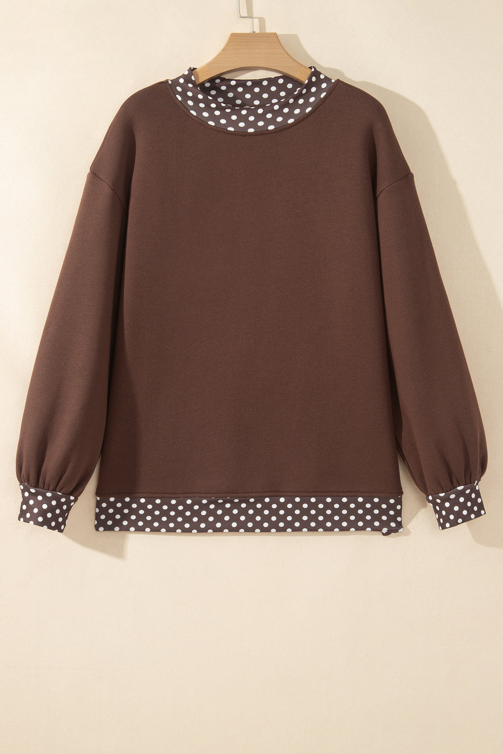 Red Colorblock Polka Dot Contrast Trim Oversized Sweatshirt