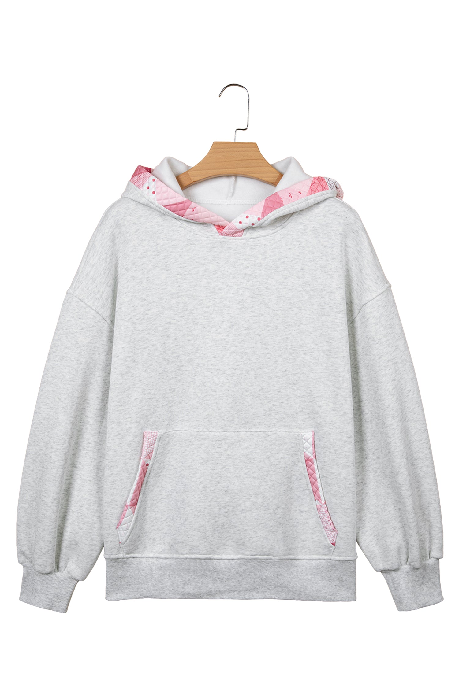 Gray Contrast Patchwork Oversized Hoodie