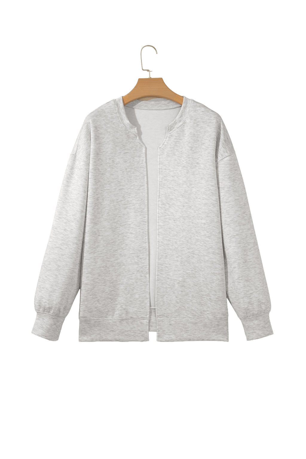 Light Grey Solid Color Jacket Style Open Front Sweatshirt