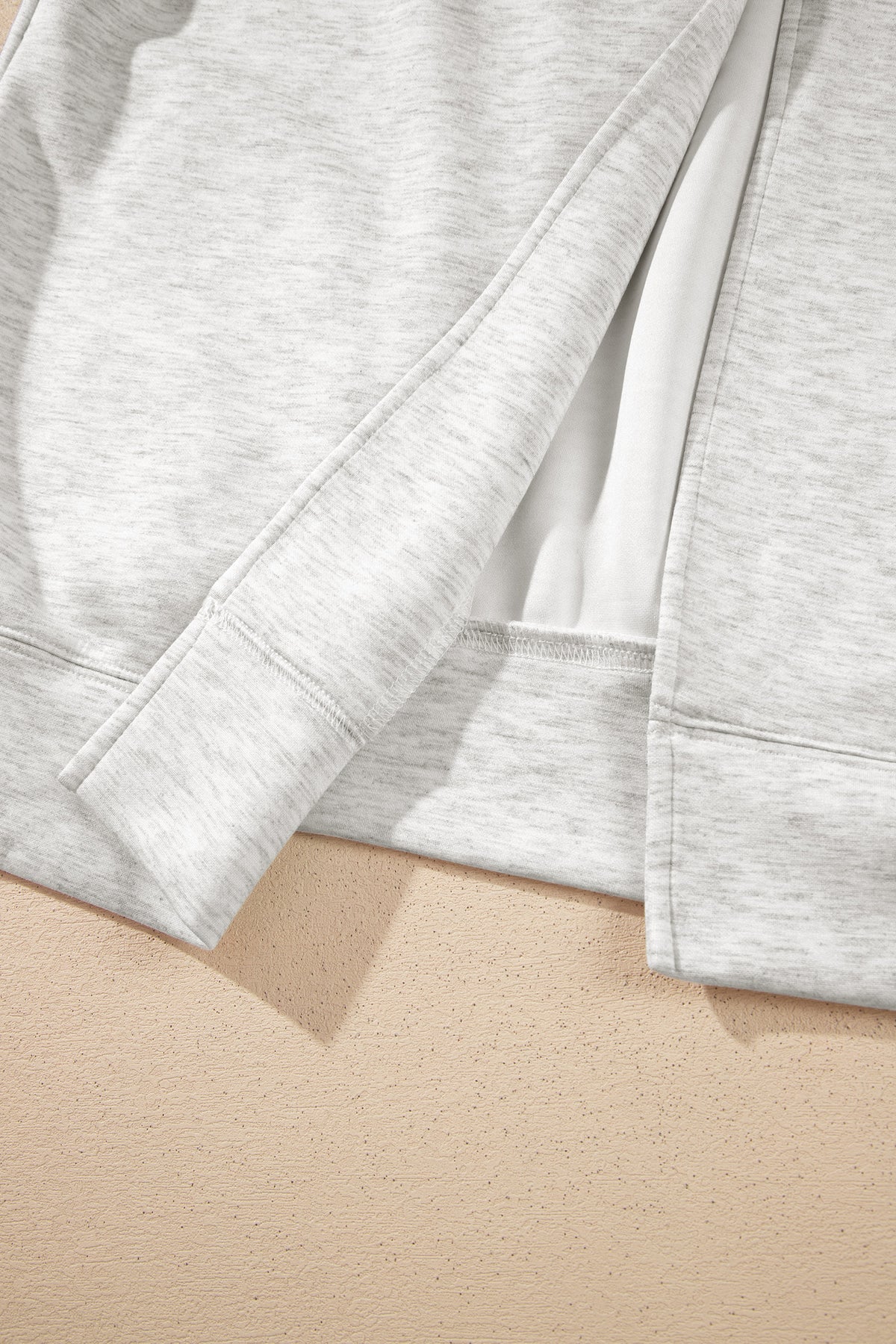 Light Grey Solid Color Jacket Style Open Front Sweatshirt