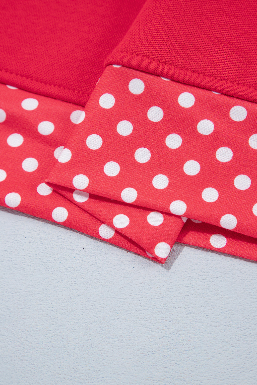 Red Colorblock Polka Dot Contrast Trim Oversized Sweatshirt