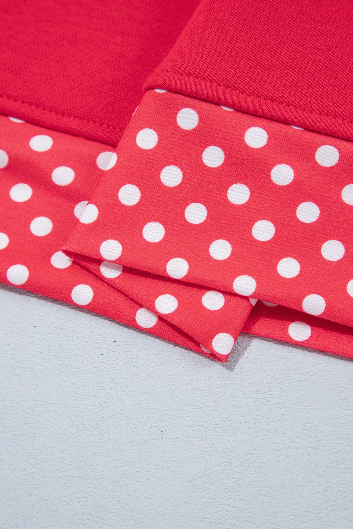 Red Colorblock Polka Dot Contrast Trim Oversized Sweatshirt