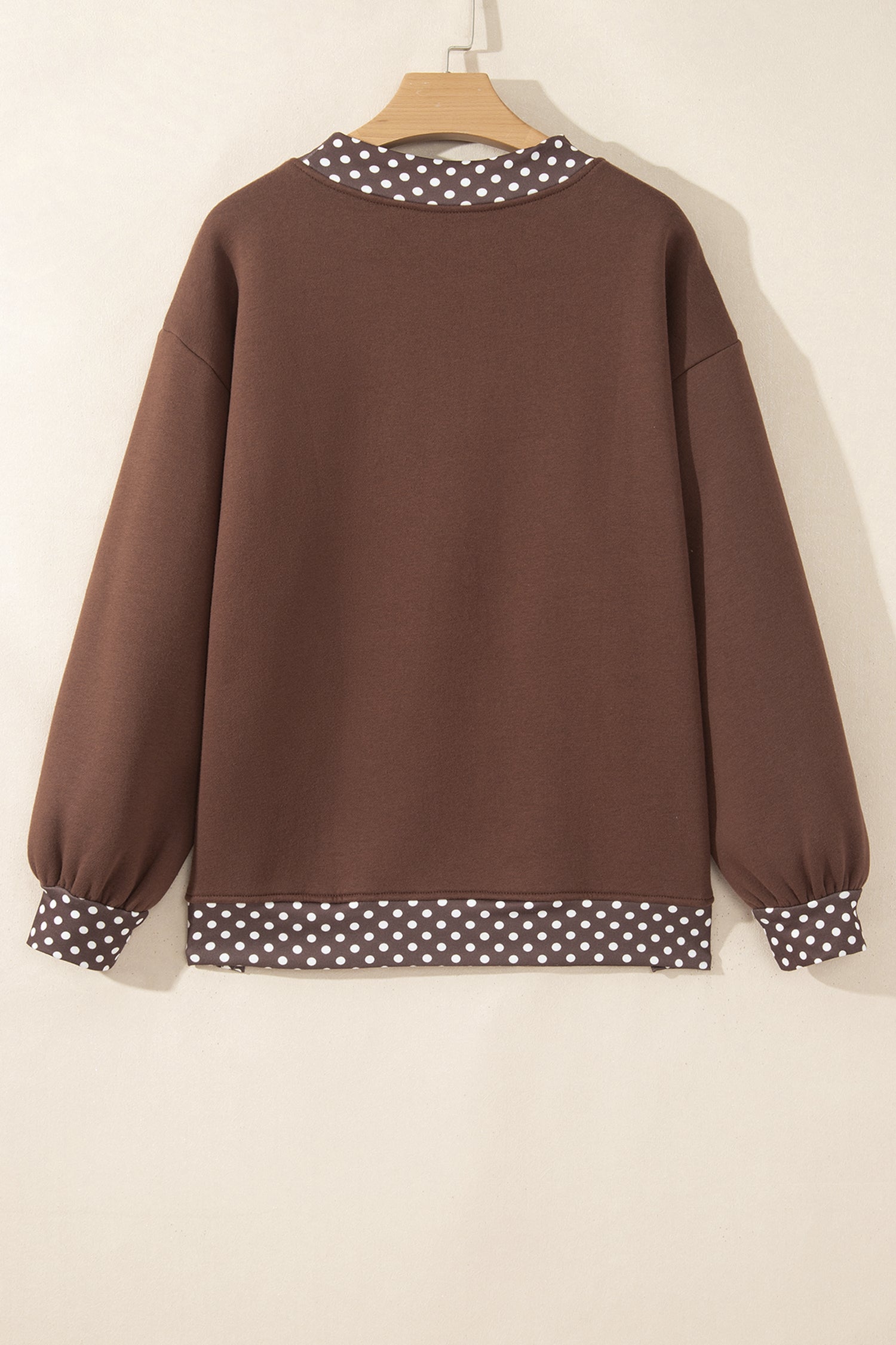 Red Colorblock Polka Dot Contrast Trim Oversized Sweatshirt