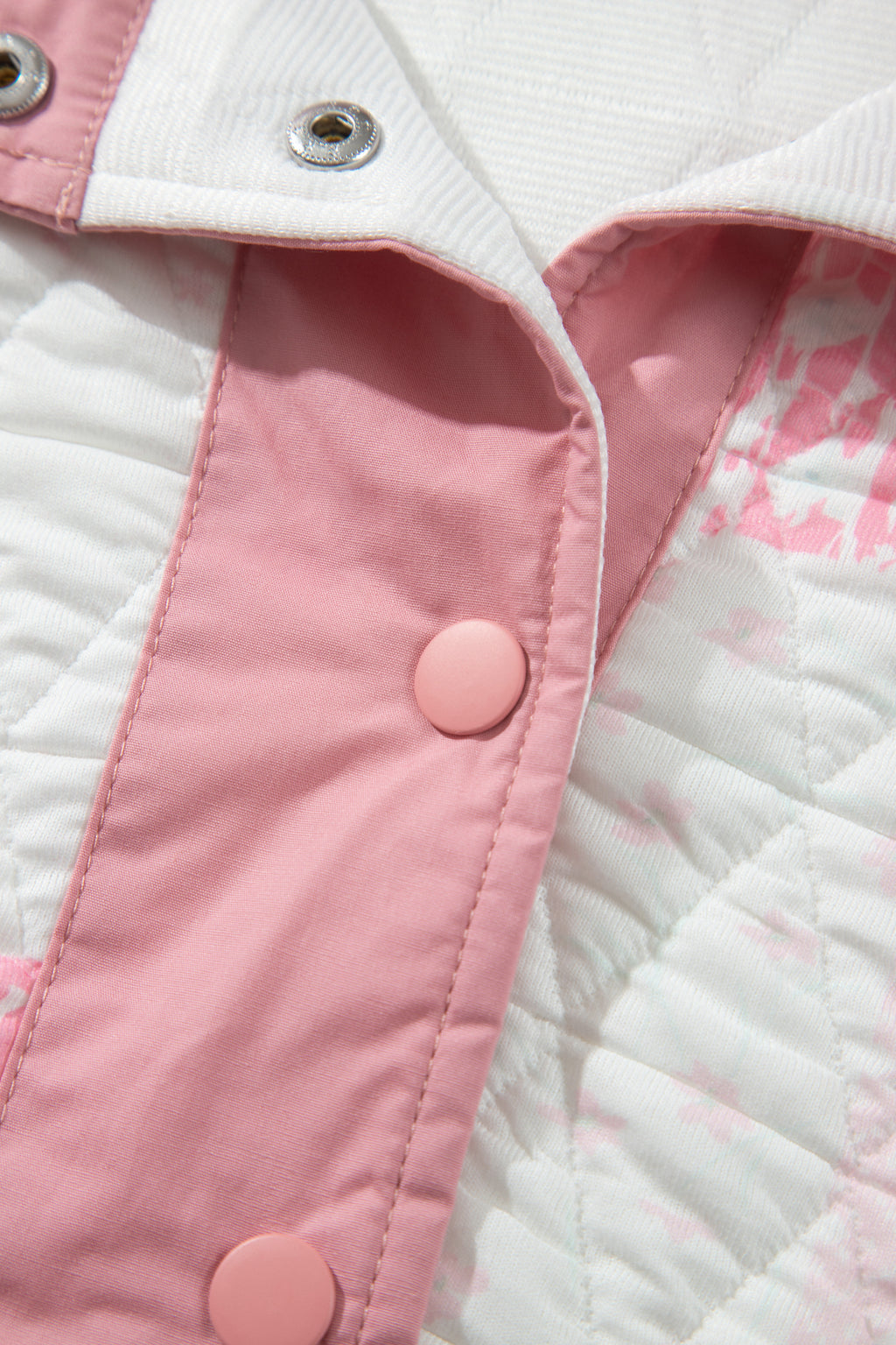 Multicolour Floral Quilted Half Button Pocketed Pullover Sweatshirt
