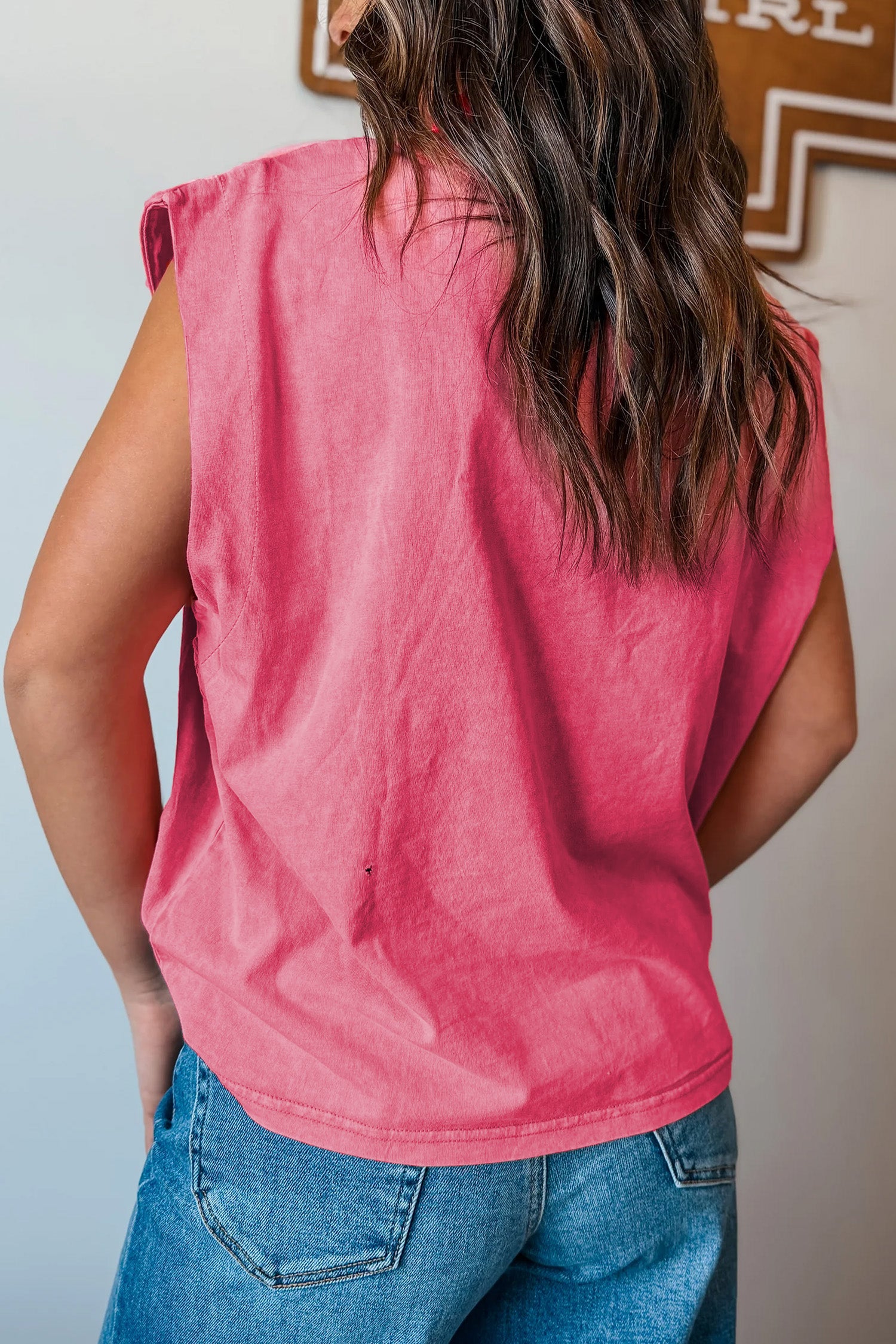 Bonbon Bonbon Toner Washed Wild West Whiskey Print Sleeveless Muscle Top