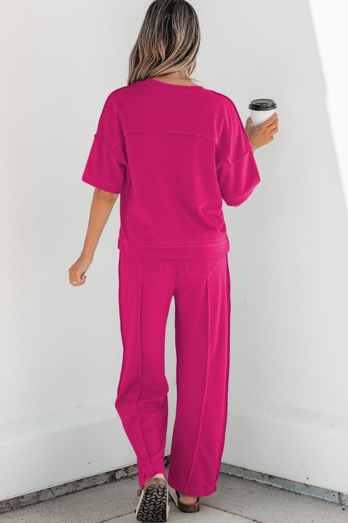 Sky Blue Drop Shoulder Boxy Tee and Barrel Pants Set