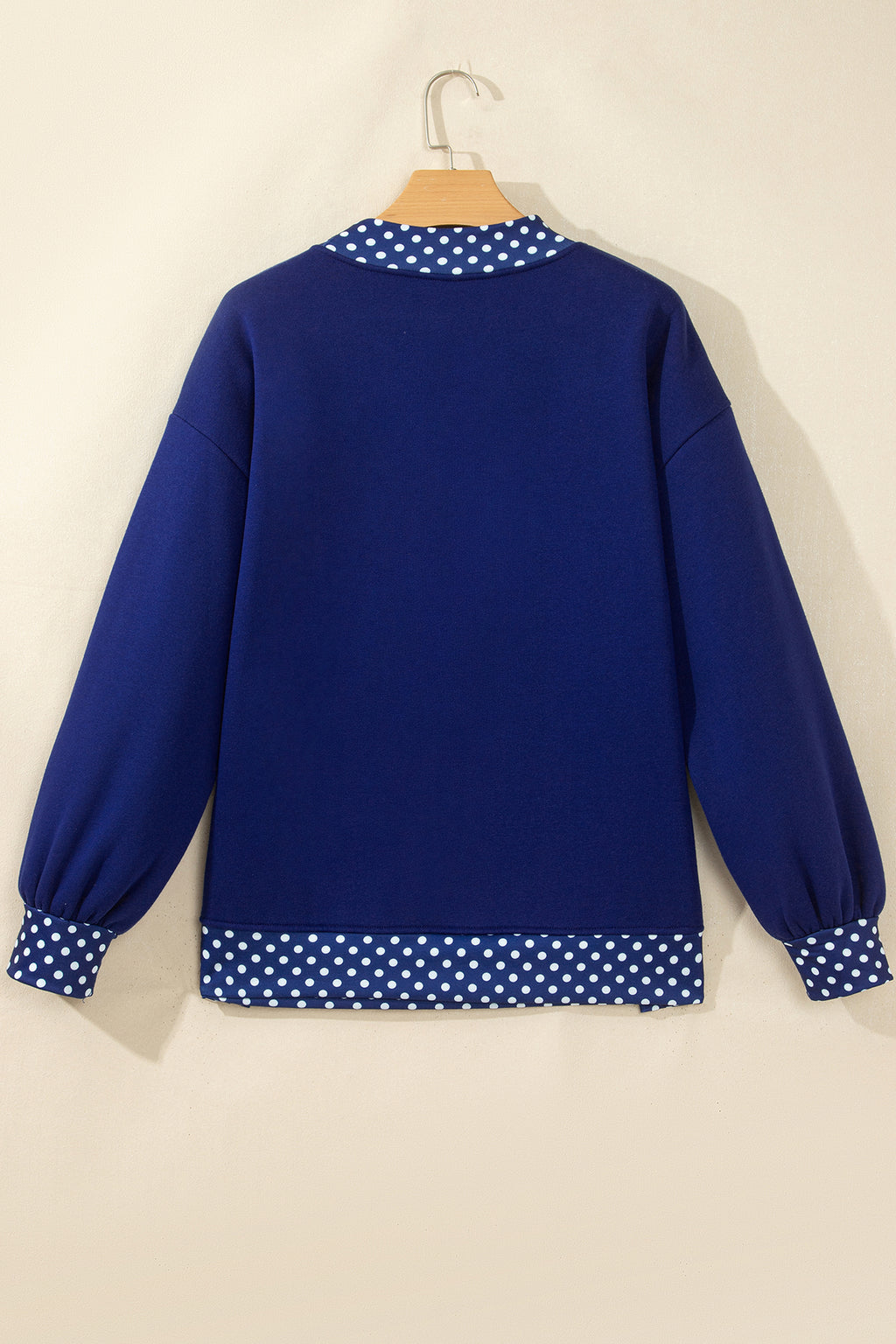 Red Colorblock Polka Dot Contrast Trim Oversized Sweatshirt