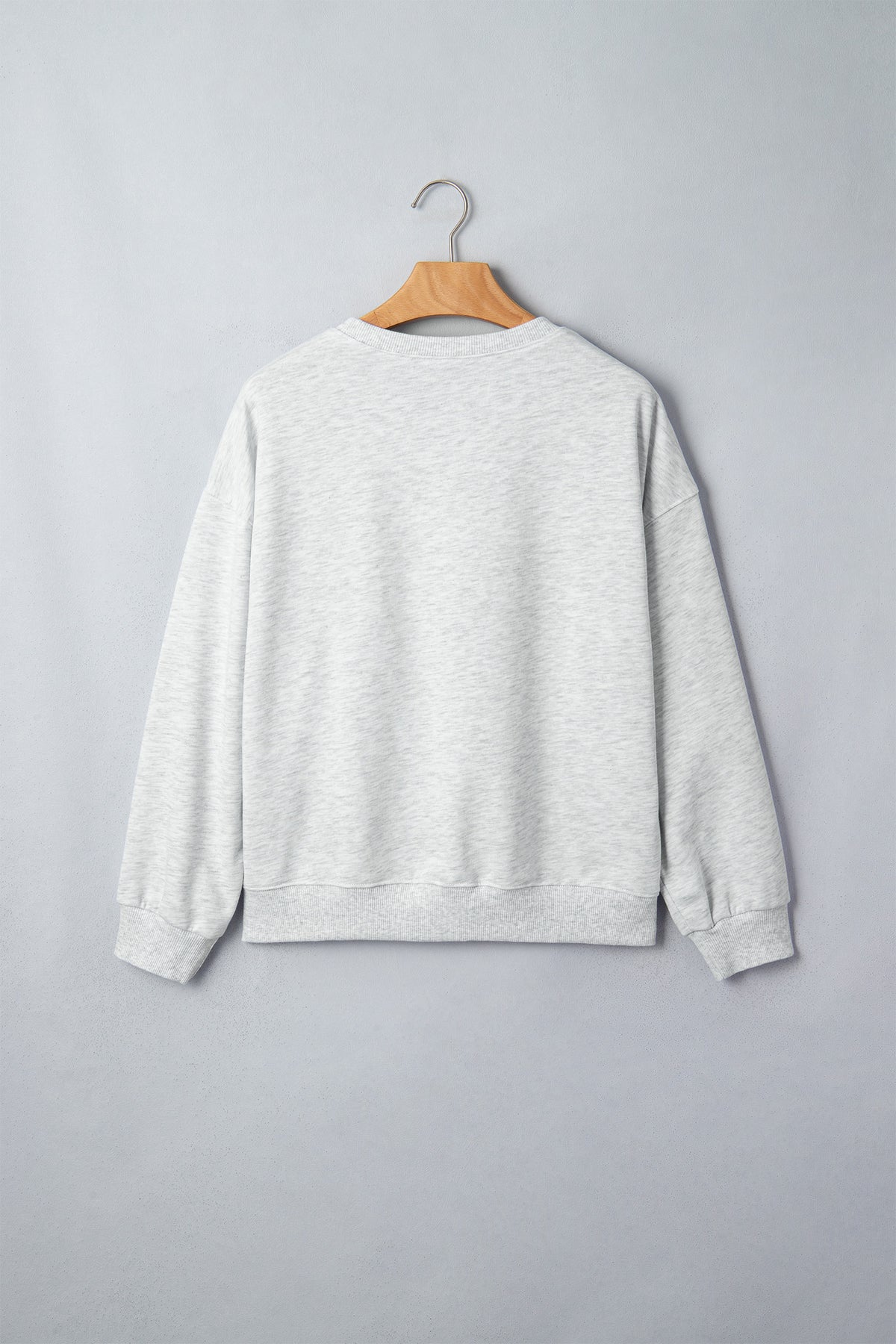 Light Grey Game Day Letter Embroidery Long Sleeve Round Neck Sweatshirt