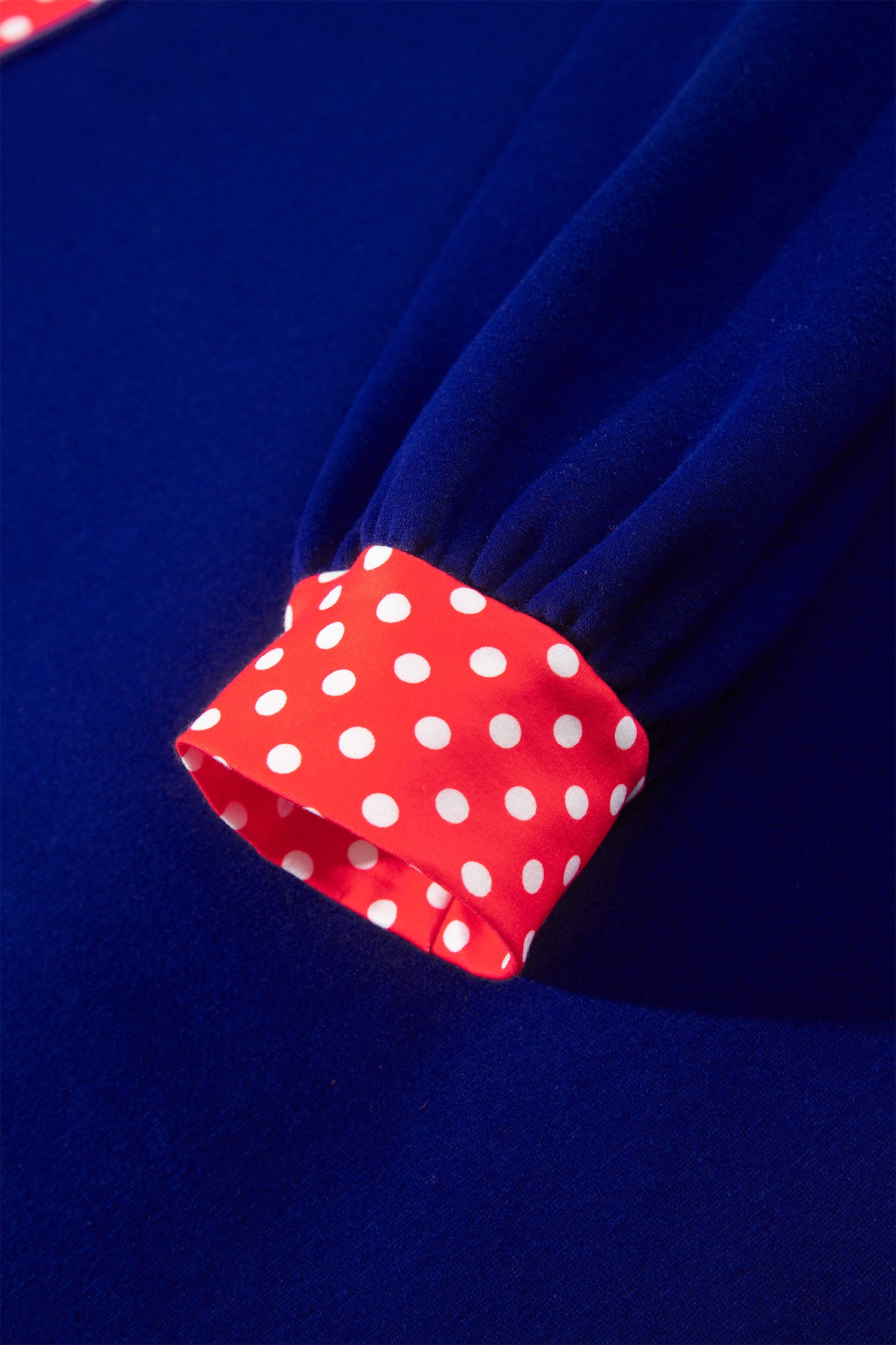 Red Colorblock Polka Dot Contrast Trim Oversized Sweatshirt