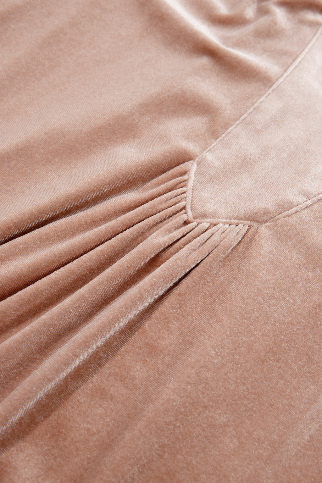 Light French Beige Embroidered Sleeve Velvet Mini Shift Dress