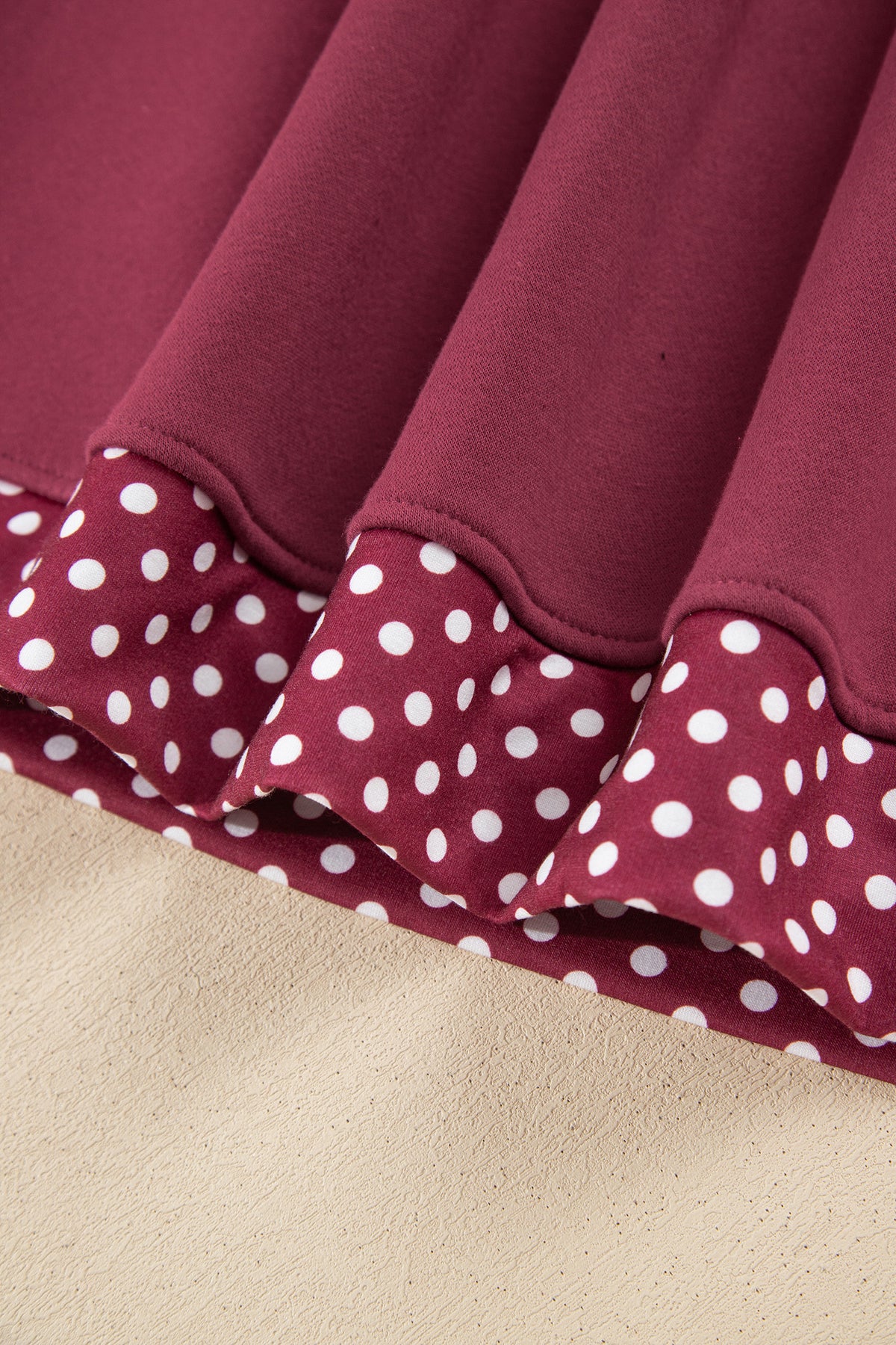Red Colorblock Polka Dot Contrast Trim Oversized Sweatshirt