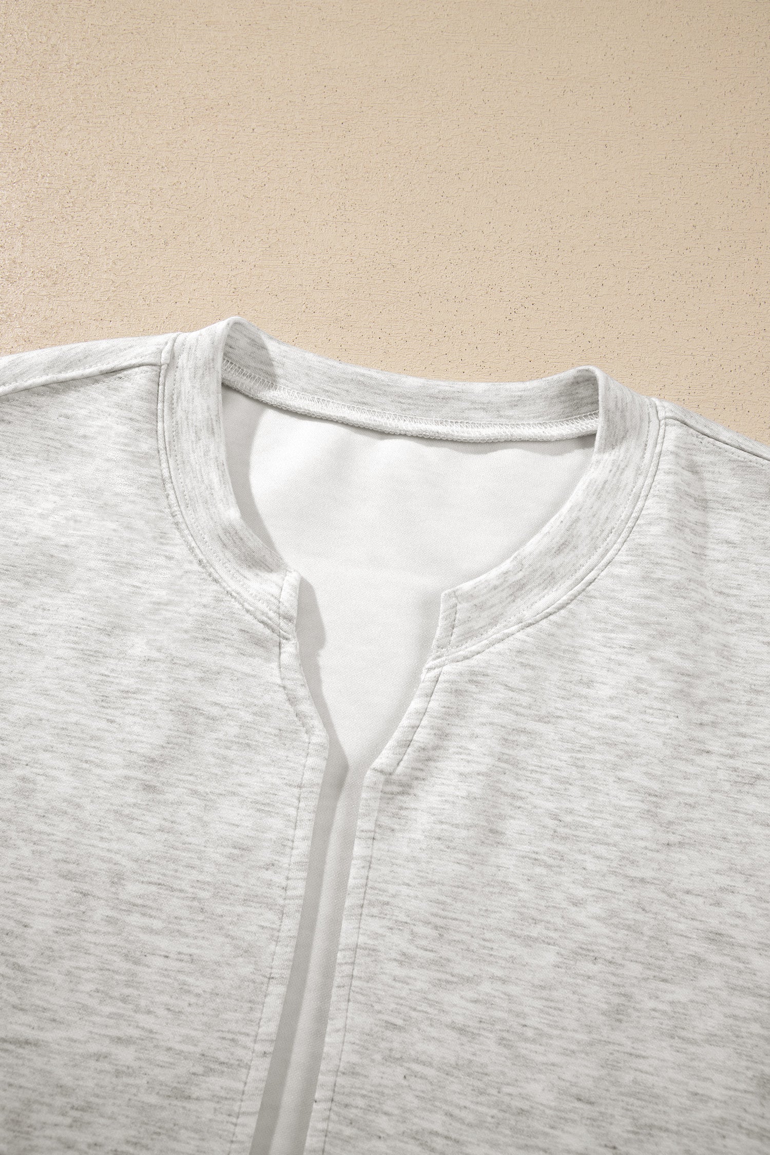 Light Grey Solid Color Jacket Style Open Front Sweatshirt