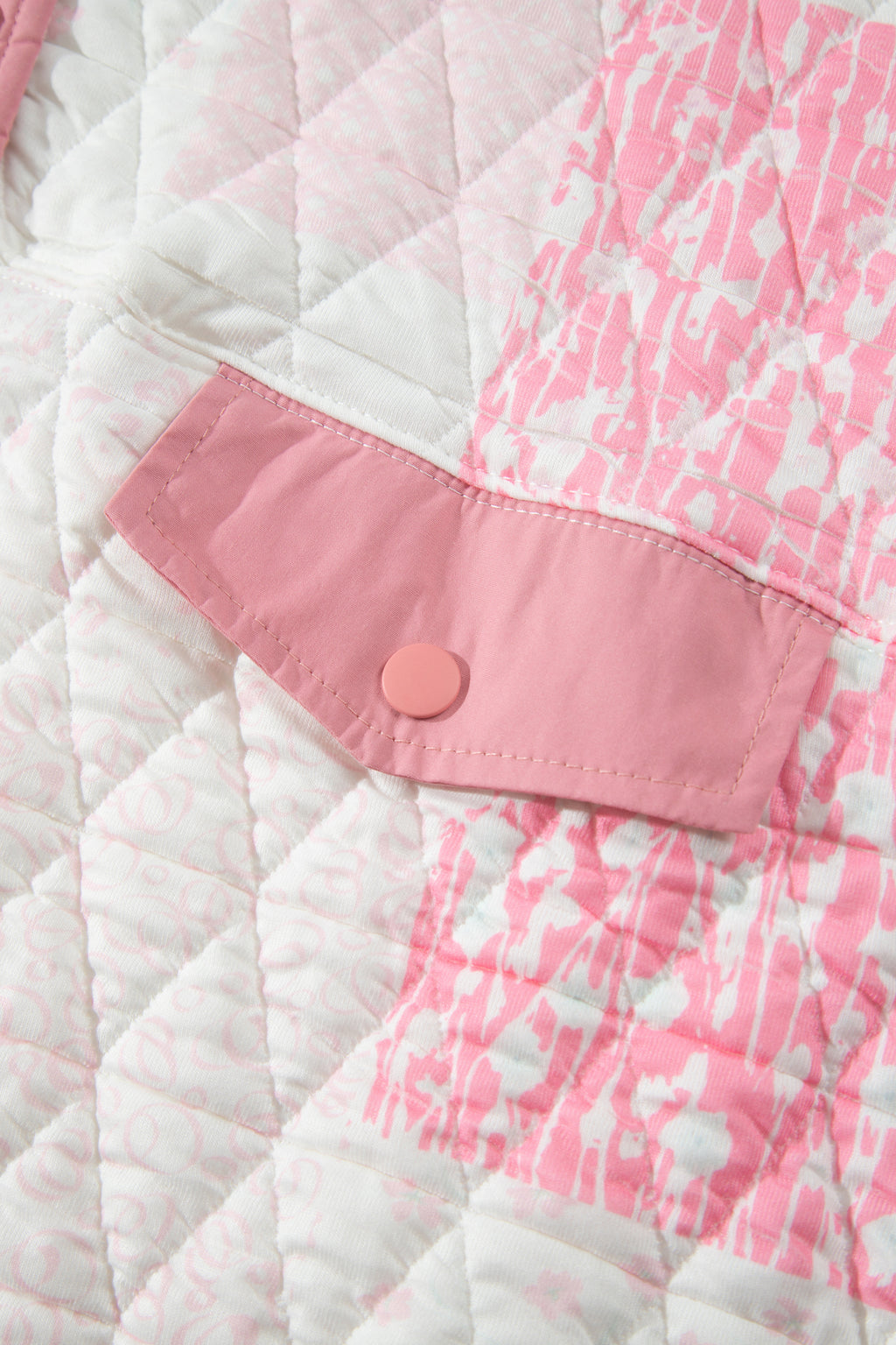 Multicolour Floral Quilted Half Button Pocketed Pullover Sweatshirt