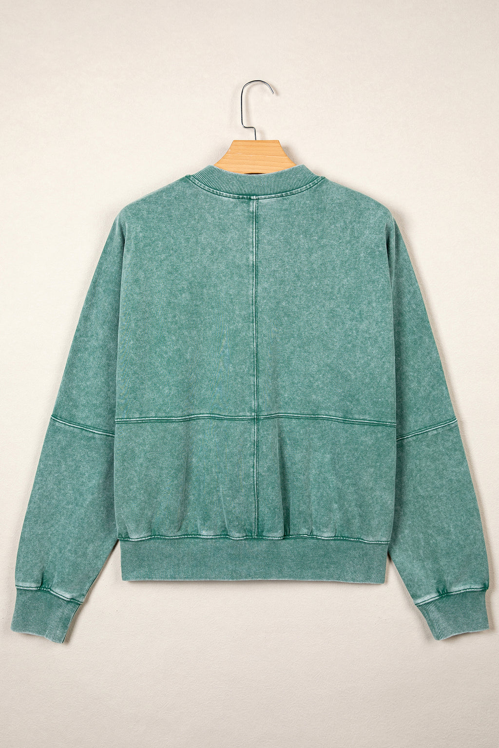 Evergreen Mineral Washed Zip Open-Front Jacket Style Cotton Sweatshirt