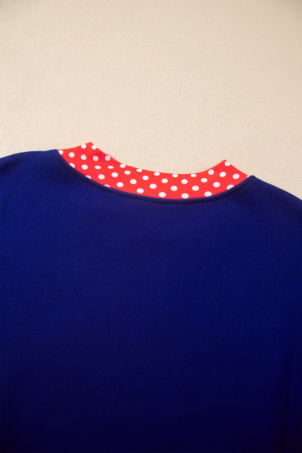 Red Colorblock Polka Dot Contrast Trim Oversized Sweatshirt