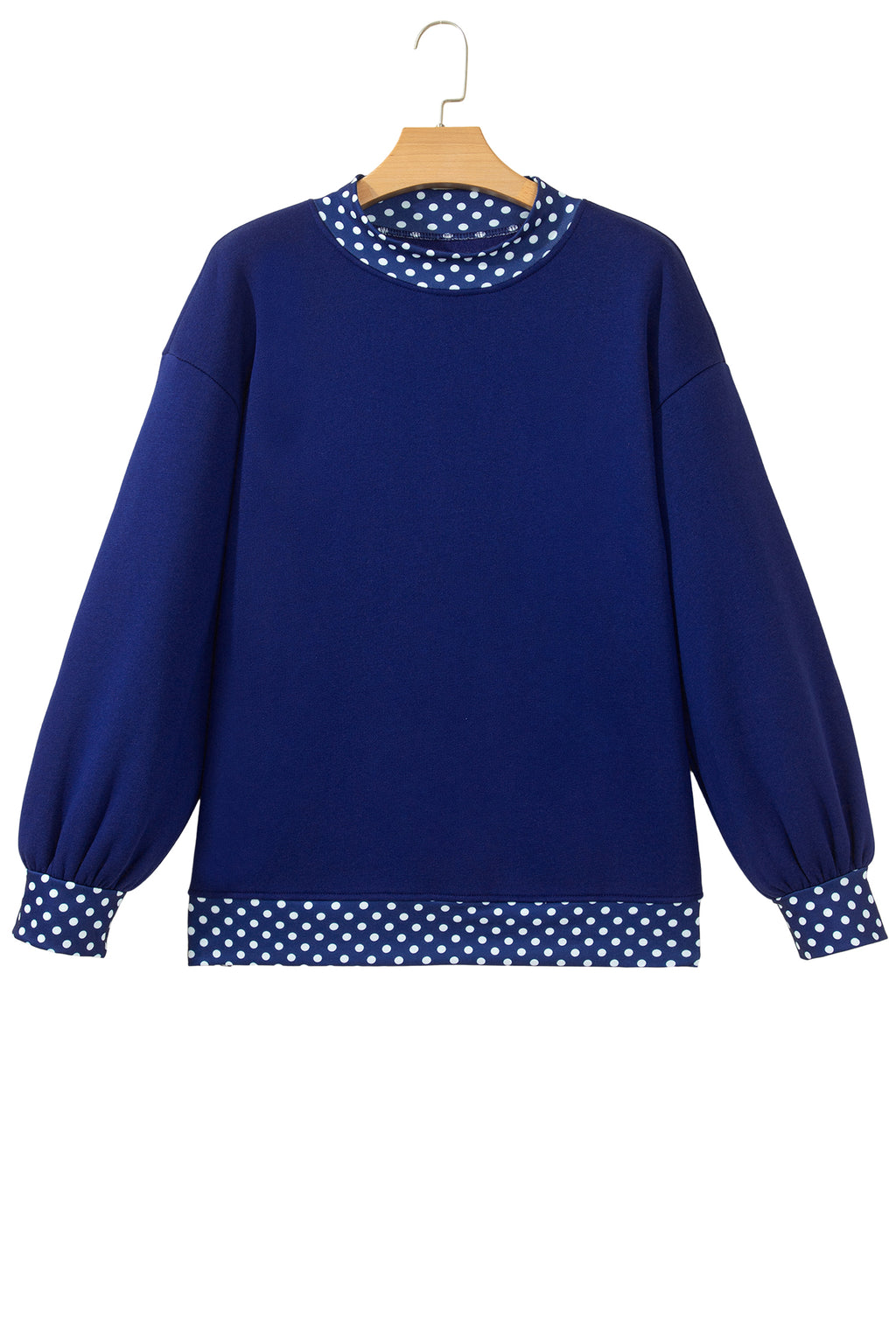 Red Colorblock Polka Dot Contrast Trim Oversized Sweatshirt