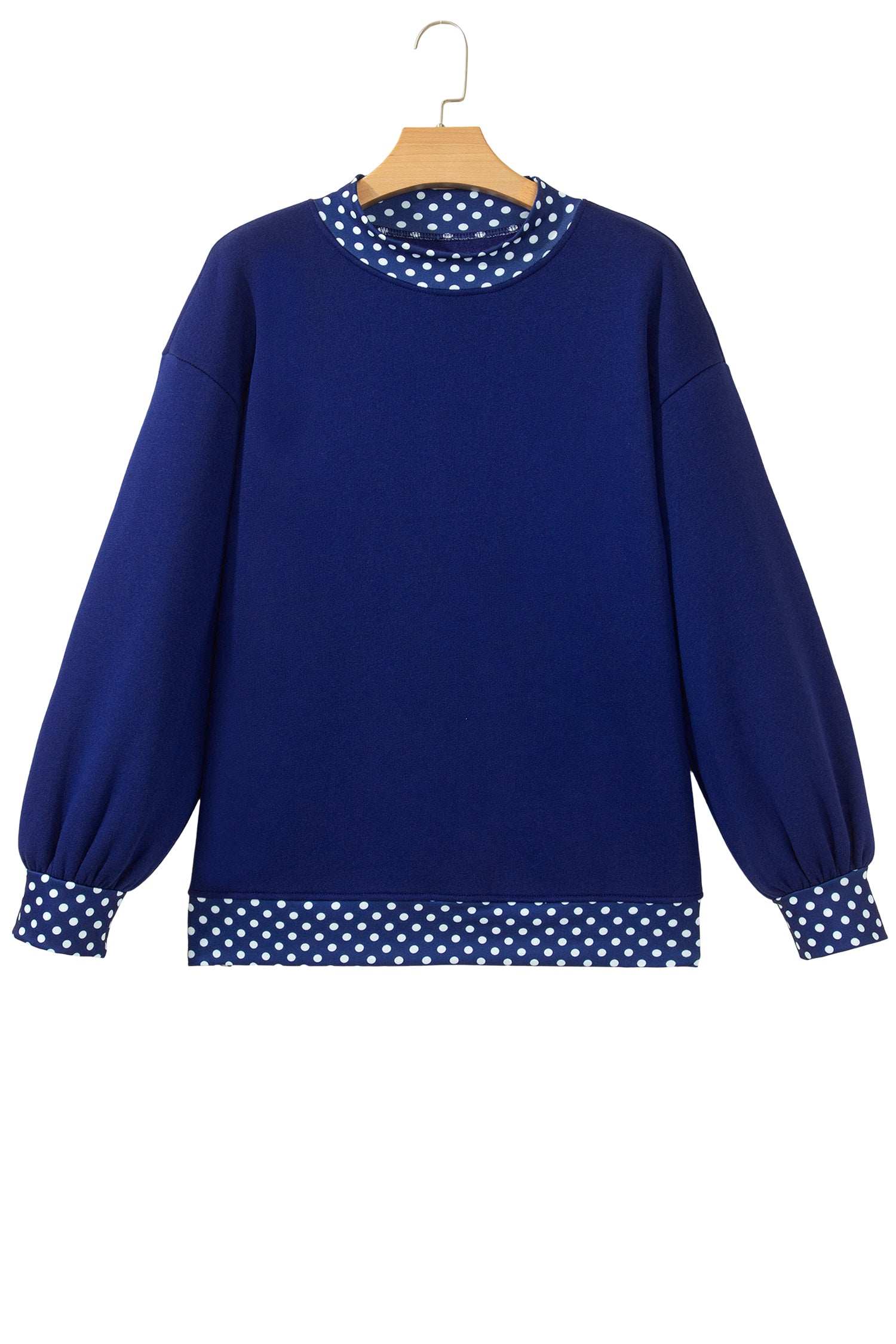 Red Colorblock Polka Dot Contrast Trim Oversized Sweatshirt