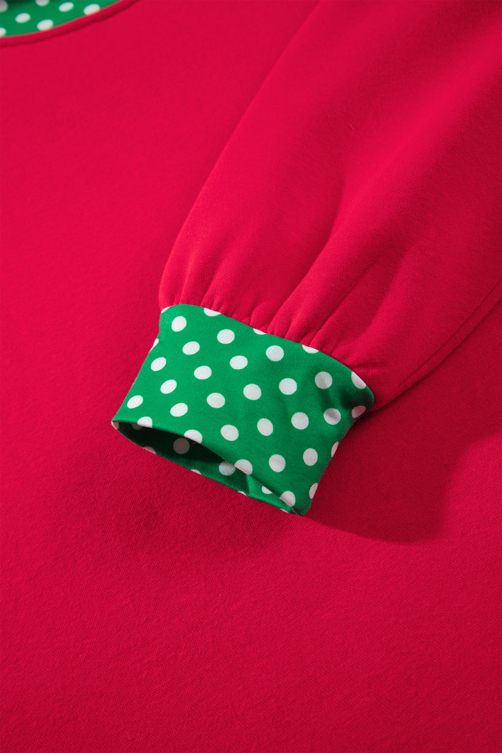 Red Colorblock Polka Dot Contrast Trim Oversized Sweatshirt