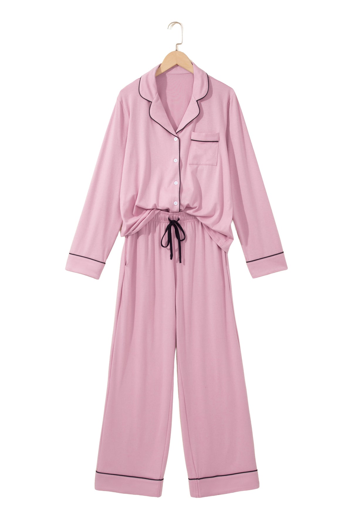 Delicacy Long Sleeve Colorblock Patchwork Two Piece Home Wear Lounge Set