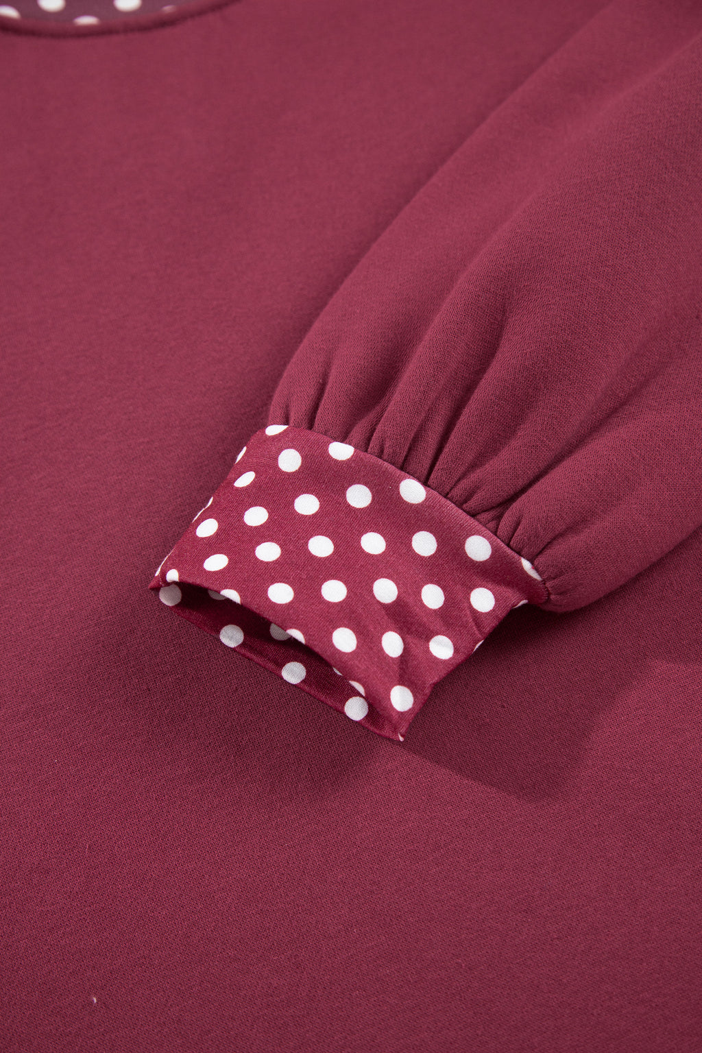 Red Colorblock Polka Dot Contrast Trim Oversized Sweatshirt