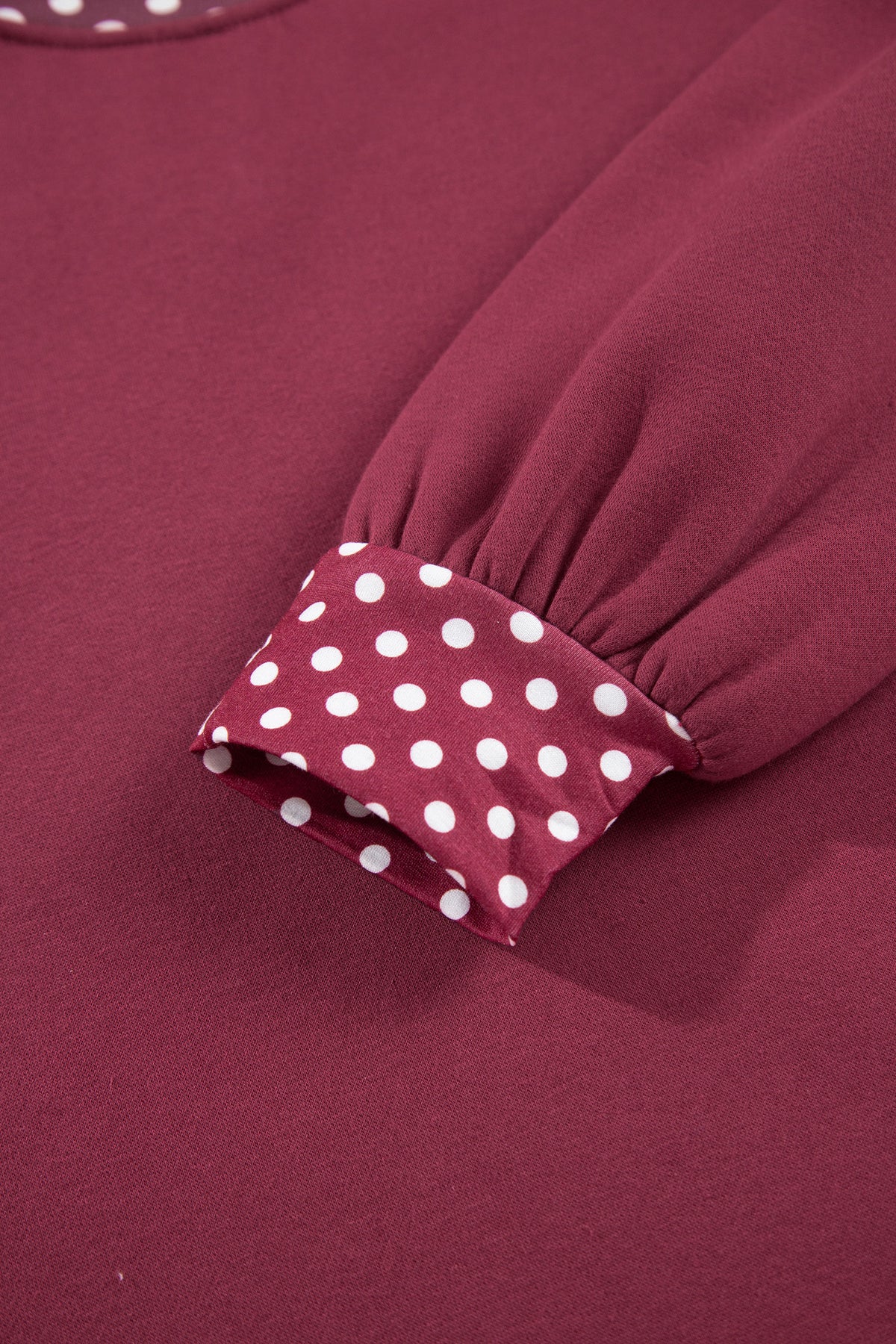 Red Colorblock Polka Dot Contrast Trim Oversized Sweatshirt