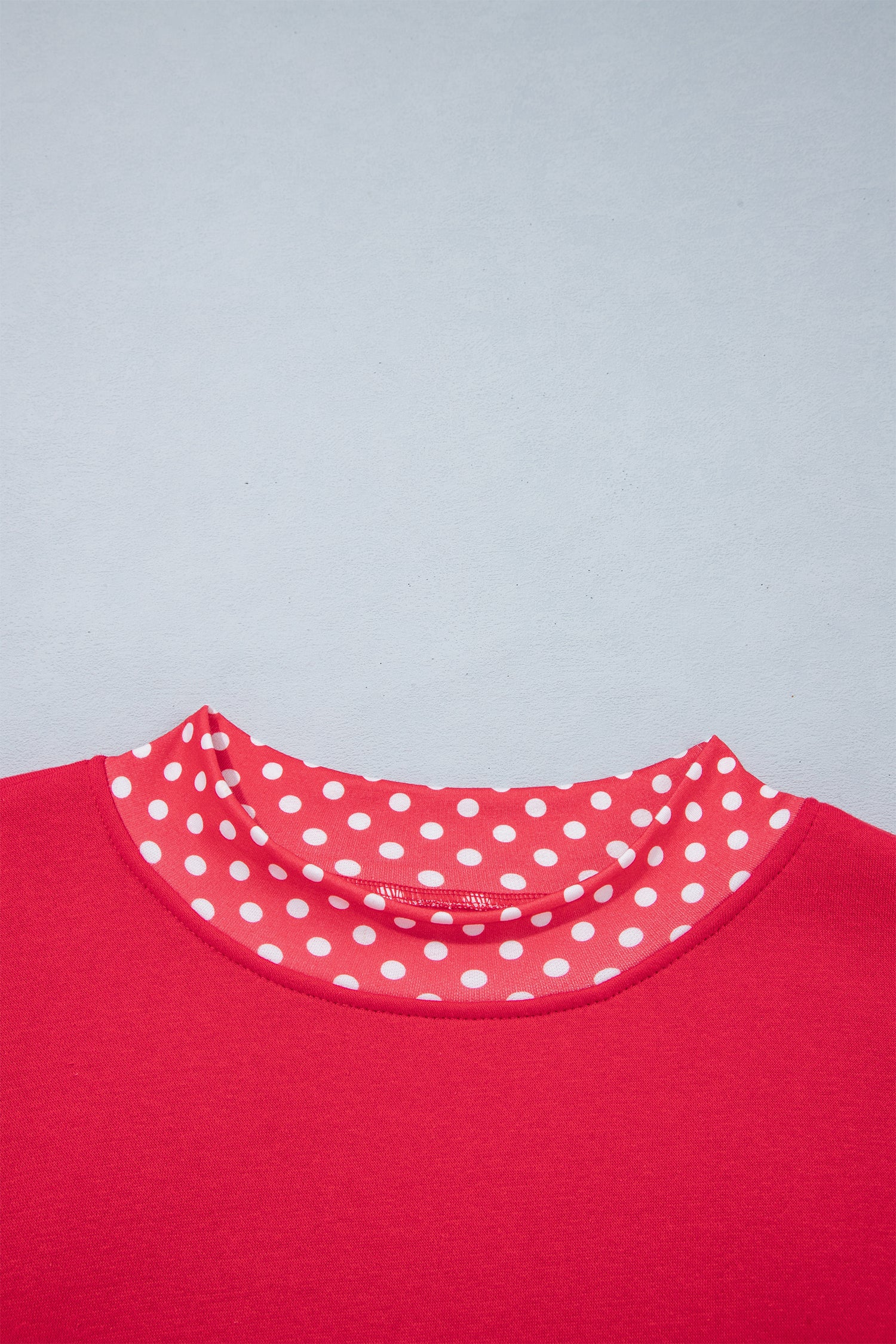 Red Colorblock Polka Dot Contrast Trim Oversized Sweatshirt