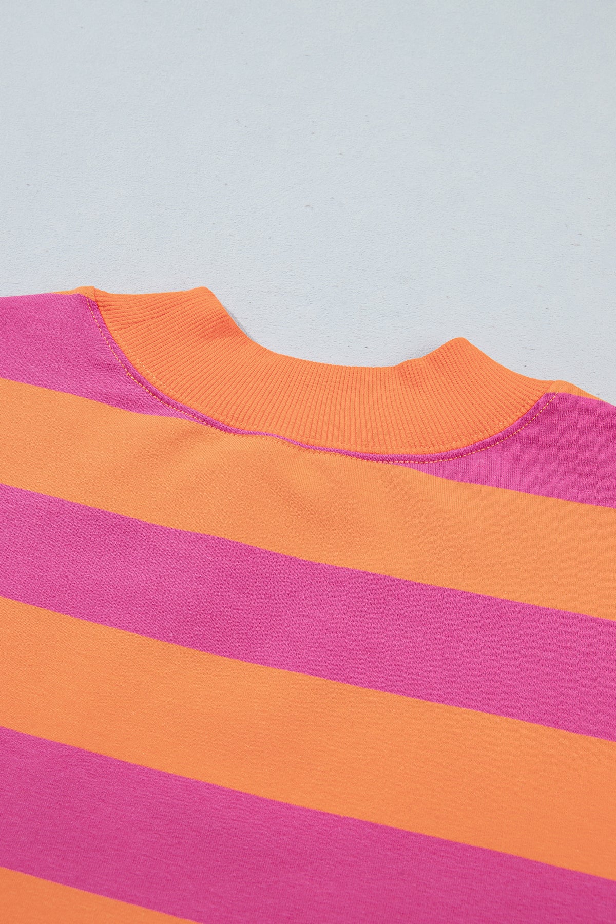 Blue Stripe Colorblock Mock Neck Relaxed Sweatshirt