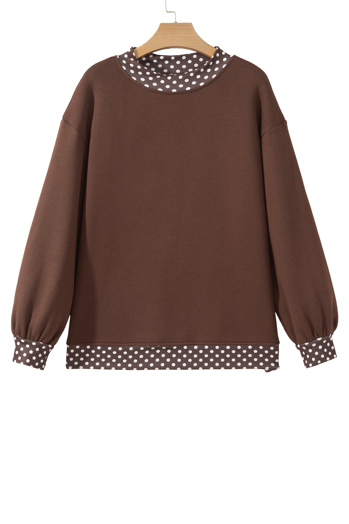 Red Colorblock Polka Dot Contrast Trim Oversized Sweatshirt